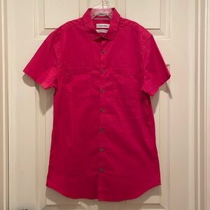 Calvin Klein extreme slim fit magenta short sleeve button down shirt men Small